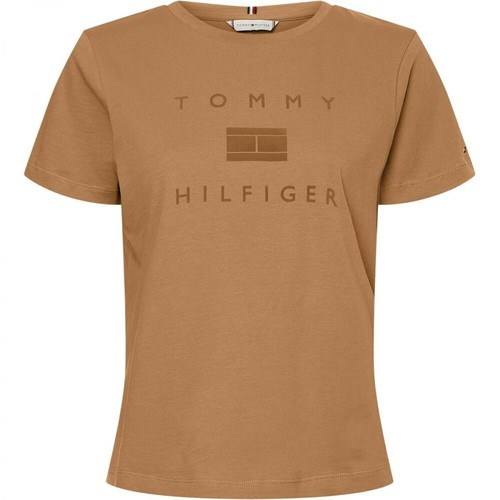 Tommy Hilfiger, flock t-shirt Brązowy, female, 188.00PLN