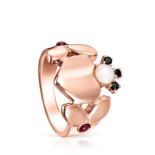 Tous Real Sisy - Pierścionek z różowego srebra Vermeil z perłą, rubinami i spinelami 461.30PLN