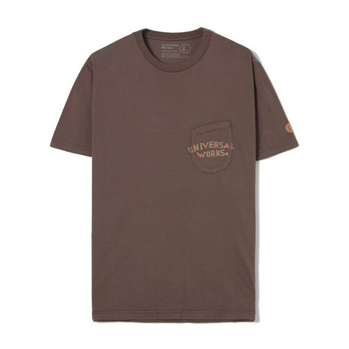 Universal Works, Pocket T-Shirt Brązowy, male, 201.00PLN