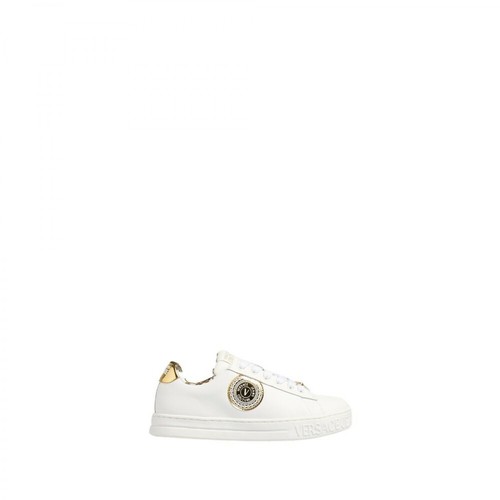 Versace Jeans Couture, Sneakers Logo ORO Biały, female, 841.00PLN