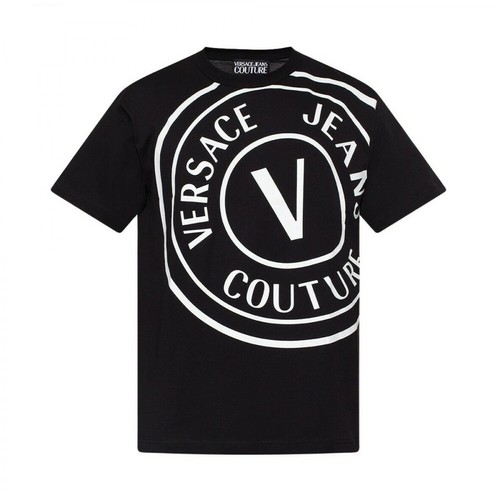 Versace Jeans Couture, T-shirt with logo Czarny, male, 470.00PLN