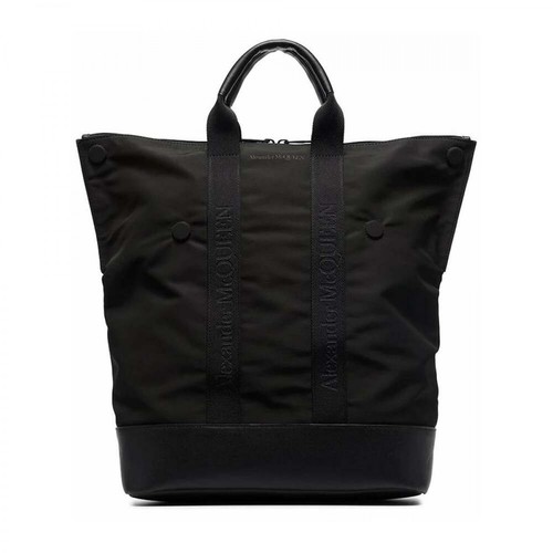 Alexander McQueen, De Manta Logo-Tape Backpack Czarny, male, 4508.59PLN