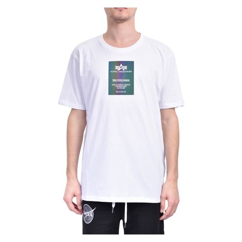 Alpha Industries, T-shirt rainbow reflective Biały, male, 113.48PLN