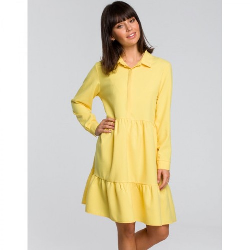 BE, Sukienka z falbanami B110 Żółty, female, 195.00PLN