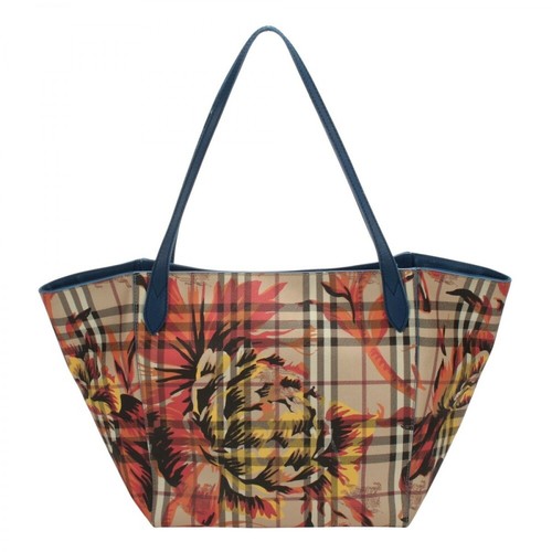 Burberry Vintage, Pre-owned Haymarket Check Peony Rose Canter Tote Bag Brązowy, female, 3607.00PLN