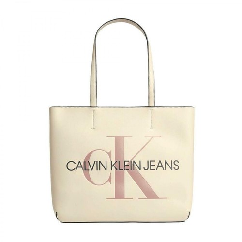 Calvin Klein Jeans, Bolso Sculped Shopper Beżowy, female, 433.00PLN