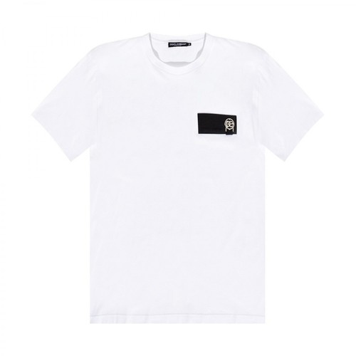 Dolce & Gabbana, Logo-appliquéd T-shirt Biały, male, 1371.00PLN