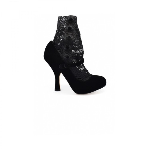 Dolce & Gabbana, Velvet boots Czarny, female, 1136.00PLN