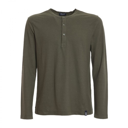 Drumohr, Serafino Long Sleeve T-Shirt Zielony, male, 412.30PLN