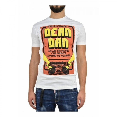 Dsquared2, Maxi Dean Dan Print T-shirt Biały, male, 791.00PLN