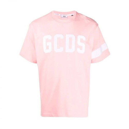 Gcds, Embroidered Logo Round Neck T-Shirt Różowy, male, 1030.00PLN