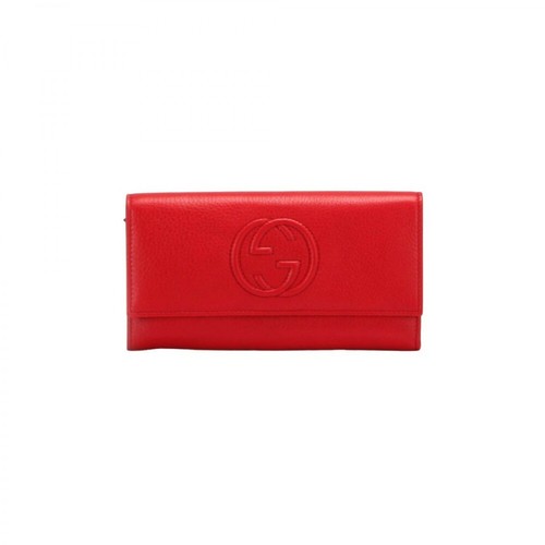 Gucci Vintage, Pre-owned Leather Soho Continental Wallet Czerwony, female, 2458.00PLN