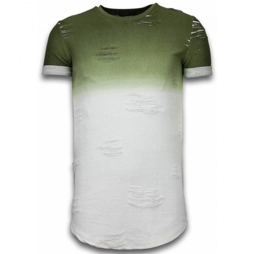Justing, Flare Effect T-shirt Long Fit Zielony, male, 363.07PLN