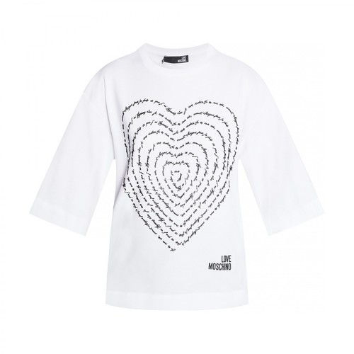 Love Moschino, Appliquéd T-shirt Biały, female, 384.00PLN