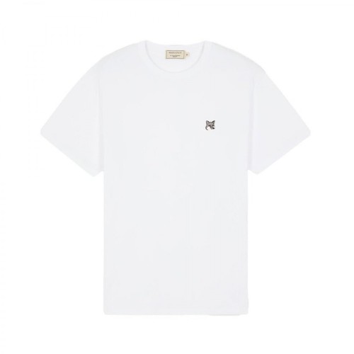 Maison Kitsuné, Grey Fox Head Patch Classic T-Shirt Biały, male, 415.00PLN