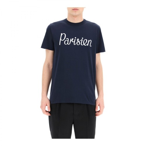 Maison Kitsuné, parisien print t-shirt Niebieski, male, 325.00PLN