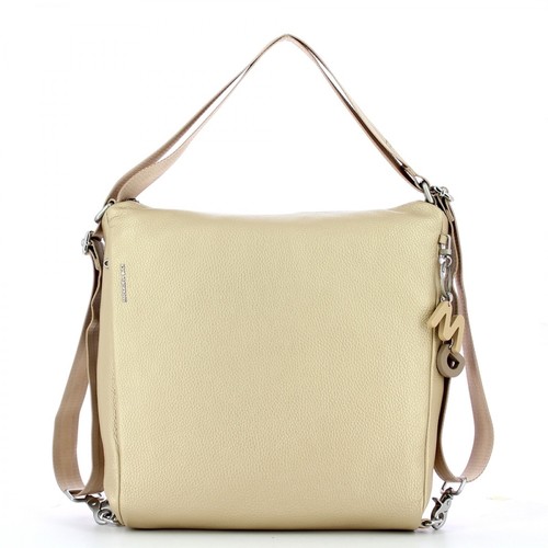 Mandarina Duck, Hobo Bag in Mellow Lux leather Beżowy, female, 671.00PLN