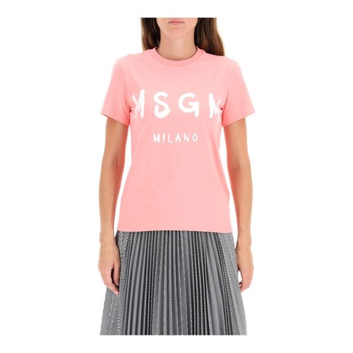 Msgm, brushed logo t-shirt Różowy, female, 389.00PLN