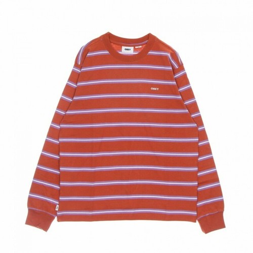 Obey, long-sleeved t-shirt skip stripe tee Czerwony, male, 413.00PLN