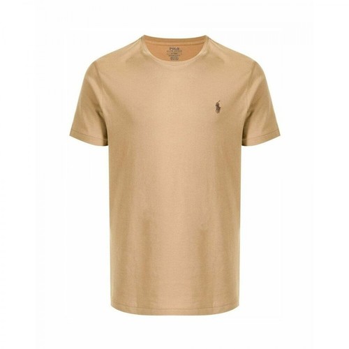 Ralph Lauren, Custom Slim Fit Crewneck T-Shirt Brązowy, male, 406.00PLN