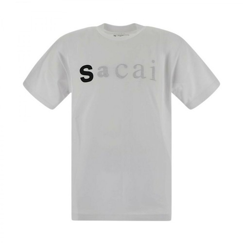 Sacai, T-shirt with logo Biały, male, 821.00PLN