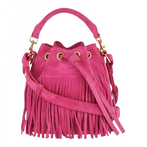 Saint Laurent, Emmanuelle Fringe Shoulder Bag Różowy, female, 3630.00PLN