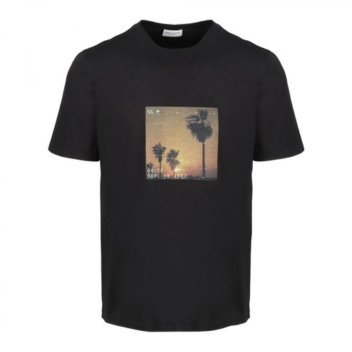 Saint Laurent, Koszulka VHS Sunset Czarny, male, 1339.71PLN