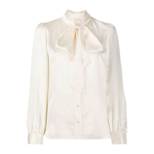 Tory Burch, Satynowa bluzka z kokardą Biały, female, 1403.00PLN