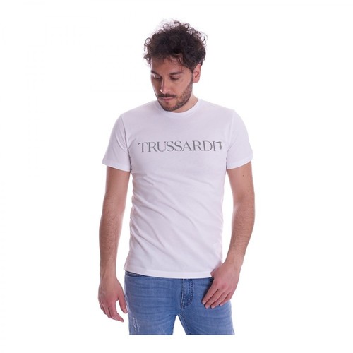 Trussardi, T-Shirt CON Lettering Regular FIT Biały, male, 206.00PLN