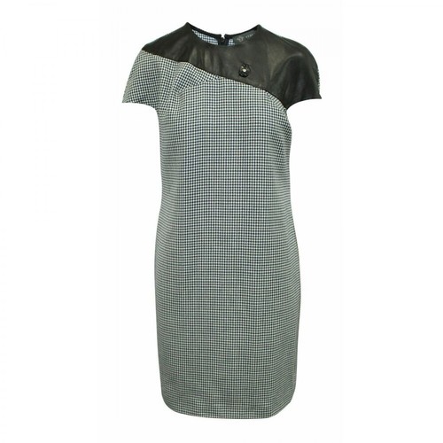 Versace Pre-owned, Houndstooth And Leather Elegant Dress Czarny, female, 1439.94PLN