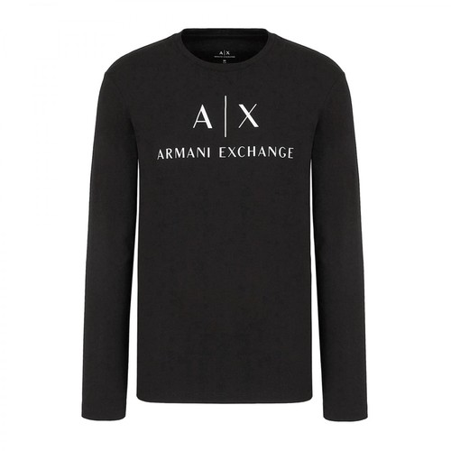 Armani Exchange, T-shirt Long Sleeve Czarny, male, 369.82PLN