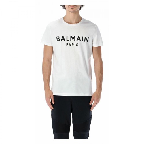 Balmain, Logo-Print T-shirt Biały, male, 1655.04PLN