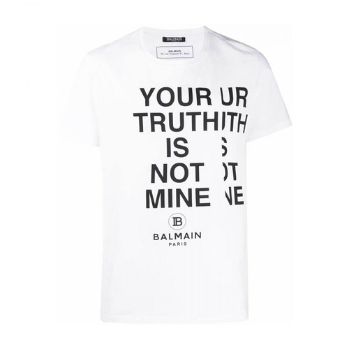 Balmain, Slogan T-shirt Biały, male, 954.00PLN