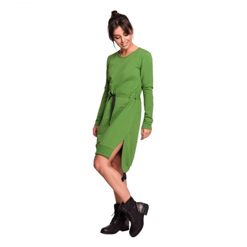 BE, Sukienka z rozcięciem na bokach Zielony, female, 185.00PLN