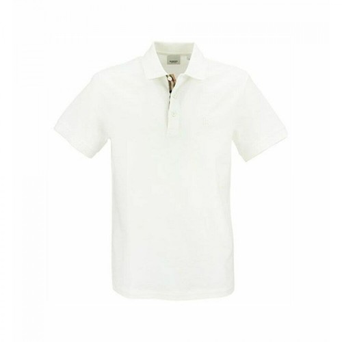 Burberry, Eddie - pique polo shirt with monogrammed pattern Biały, male, 1756.00PLN