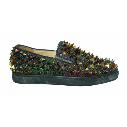 Christian Louboutin Pre-owned, Pre-OwnedColorful Spiked Slip-On Sneakers Zielony, female, 3104.13PLN