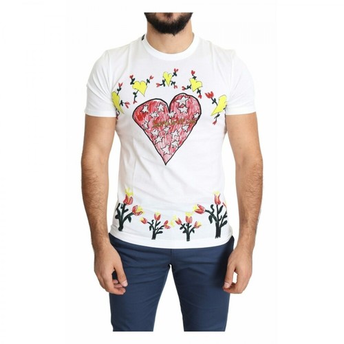 Dolce & Gabbana, Print Cotton Men T-shirt Biały, male, 1388.79PLN