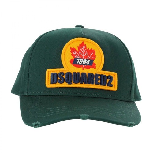 Dsquared2, Logo-Patch Cap Zielony, male, 543.00PLN
