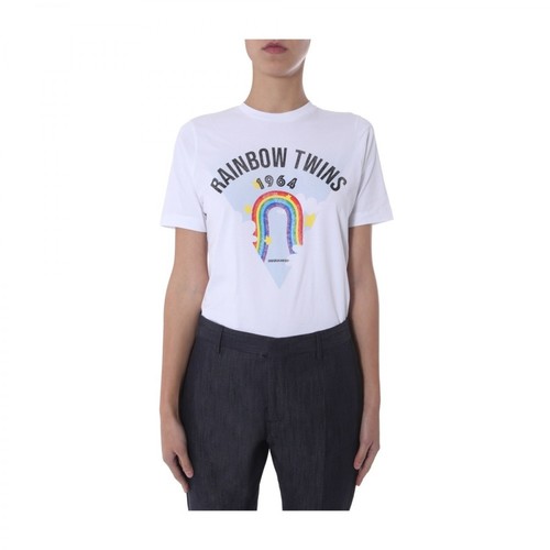 Dsquared2, Rainbow Twins T-Shirt Biały, female, 434.00PLN