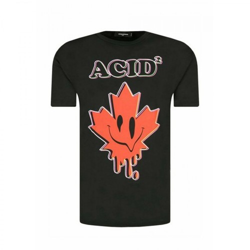 Dsquared2, T-shirt with Acid2 Print Czarny, male, 707.00PLN