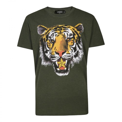 Dsquared2, Tiger Cool T-Shirt Zielony, male, 926.00PLN