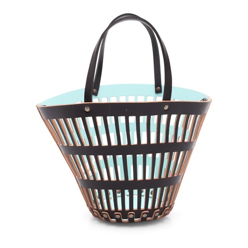 Gabriela Vlad, Small Basket Leather Shopping Bag Czarny, female, 745.00PLN