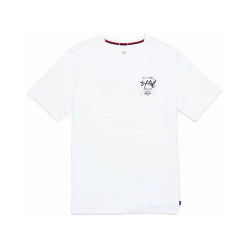 Herschel, Korean Classic Logo T-shirt Biały, male, 252.00PLN