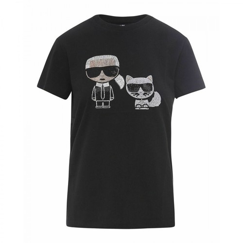 Karl Lagerfeld, ikonik rhinestone t-shirt Czarny, male, 457.00PLN