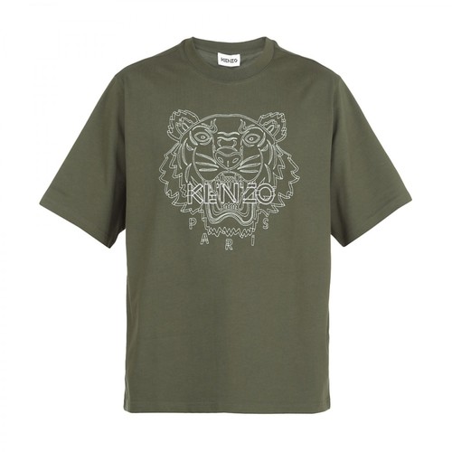 Kenzo, Embroidered tiger logo T-shirt Zielony, male, 548.00PLN