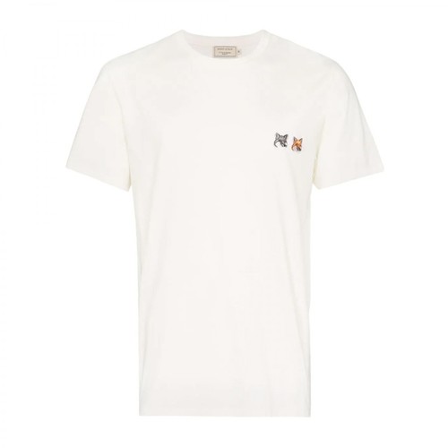 Maison Kitsuné, T-Shirt Double FOX Head Patch Biały, male, 520.00PLN