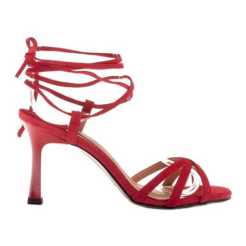 Marco Shoes Eleganckie sandały na szpilce z wiązanym rzemykiem czerwone 299.00PLN