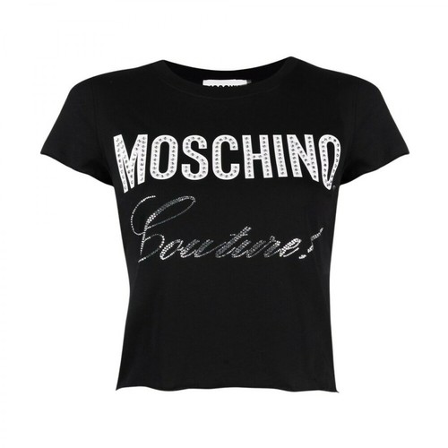 Moschino, Logo Cropped T-Shirt Czarny, female, 931.00PLN