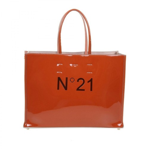 N21, painted shopping bag with logo Brązowy, female, 2258.00PLN