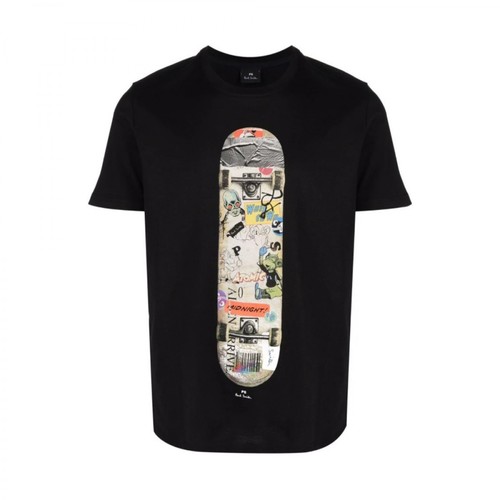 Paul Smith, Skateboard Print T-Shirt Czarny, male, 464.00PLN